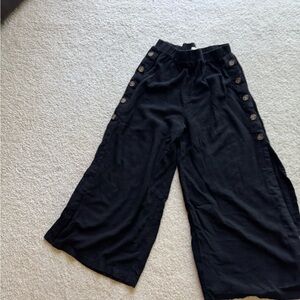 Umgee Black Wide-Leg Button Pants